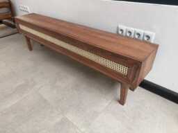 Custom Size, Media Console Table, Sideboard With Cabinet, Rattan Tv Console, Solid Wood