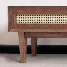 Custom Size, Media Console Table, Sideboard With Cabinet, Rattan Tv Console, Solid Wood - thumbnail 2