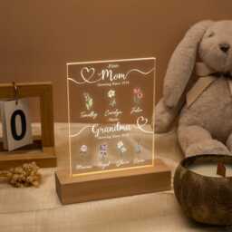 Custom First Mom Now Grandma Night Light, Personalised Birth Month Flower Lamp, Birthday Gift For Mom, Grandma, Grandma With Kids Names - thumbnail 2