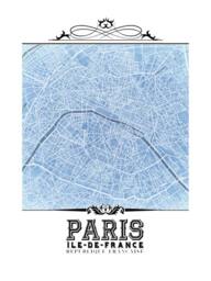 Paris Blueprint Map Art Print Vintage Style City Decor - thumbnail 3