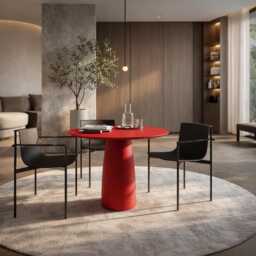 Kopar Round Red Color Dining Table D98 - thumbnail 2