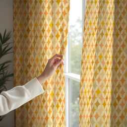 Orange Yellow Geometric Curtains, Modern Retro Pattern Custom Made Drapes, Eyelet Or Rod Pocket Panels, Mid Century Home Decor - thumbnail 4
