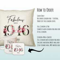 80Th Birthday Gift For Women - Personalised 1946 Cushion Age 80 Her Ladies Floral Design Mum Nan Gran Eighty Bnc80C - thumbnail 2