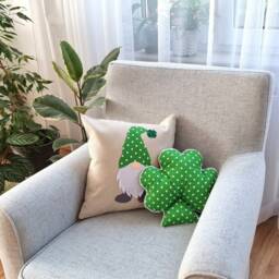 Shamrock Pillow St Patricks Day Clover Cushion, Farmhouse Decor - thumbnail 2