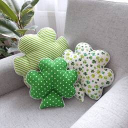 Shamrock Pillow St Patricks Day Clover Cushion, Farmhouse Decor - thumbnail 1
