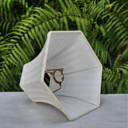 Beige White Stripe Linen Swing Arm Lampshade, Hexagon Bell Lamp Shade - thumbnail 3