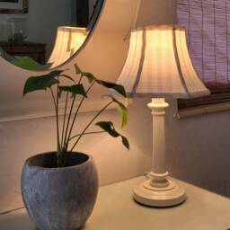 Beige White Stripe Linen Swing Arm Lampshade, Hexagon Bell Lamp Shade - thumbnail 2