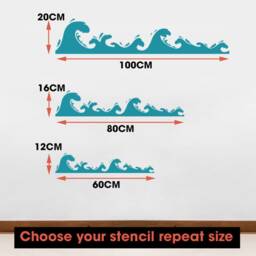 Stormy Sea Wave Wall Border Stencil - Nursery & Kids Room Decor - thumbnail 3