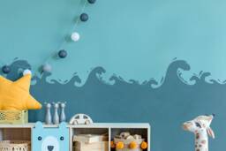 Stormy Sea Wave Wall Border Stencil - Nursery & Kids Room Decor - thumbnail 1