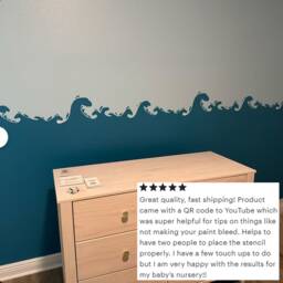Stormy Sea Wave Wall Border Stencil - Nursery & Kids Room Decor - thumbnail 2