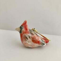 Hand-Painted Porcelain Cardinal Bird Ornament Christmas Decor - thumbnail 3