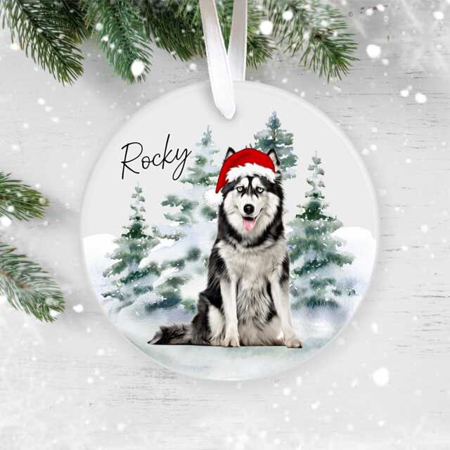 Personalised Siberian Husky Christmas Ornament - Custom Dog Bauble With Name, 38 Different Breeds - image 1