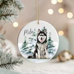 Personalised Siberian Husky Christmas Ornament - Custom Dog Bauble With Name, 38 Different Breeds - thumbnail 3