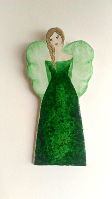 Paper Mache Angel, Mother Nature Fairy Sculpture, Green Fairy, Wall Hanging Housewarming Gift, St Patrick Decoration - image 1