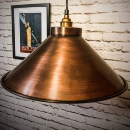 Aged Copper 380mm Metal Pendant Handmade E27 Lamp - thumbnail 2