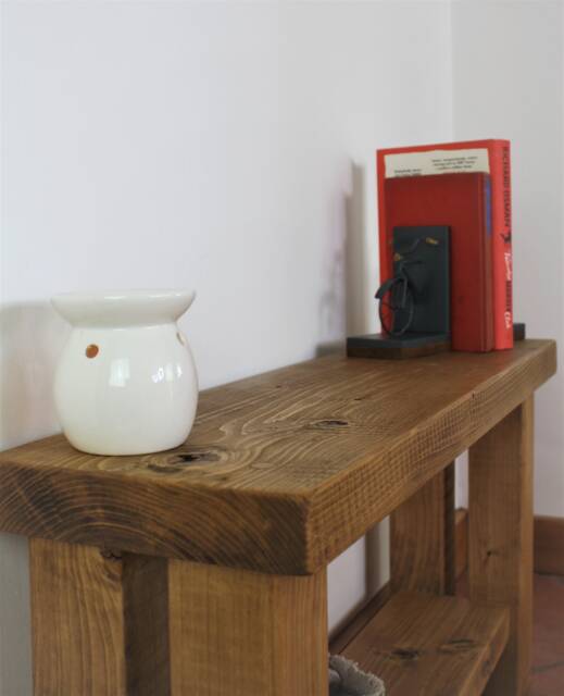 Rustic Hallway Bench - Hall Indoor Entryway With Shelf Shoe Oak Wax Reclaimed Style - image 1
