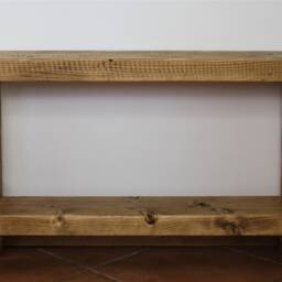 Rustic Hallway Bench - Hall Indoor Entryway With Shelf Shoe Oak Wax Reclaimed Style - thumbnail 4