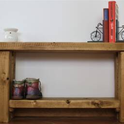 Rustic Hallway Bench - Hall Indoor Entryway With Shelf Shoe Oak Wax Reclaimed Style - thumbnail 3