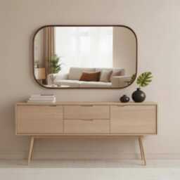 Rectangular Bathroom Wall Mirror, Solid Wood Walnut Or Oak Frame, Rustic Hallway Mirror - thumbnail 4