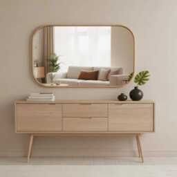 Rectangular Bathroom Wall Mirror, Solid Wood Walnut Or Oak Frame, Rustic Hallway Mirror - thumbnail 2