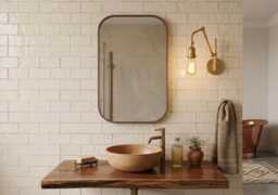 Rectangular Bathroom Wall Mirror, Solid Wood Walnut Or Oak Frame, Rustic Hallway Mirror - thumbnail 1