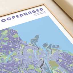 Copenhagen Travel Map Poster - Kobenhavn Print Denmark Wall Art - thumbnail 3