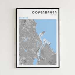 Copenhagen Travel Map Poster - Kobenhavn Print Denmark Wall Art - thumbnail 2