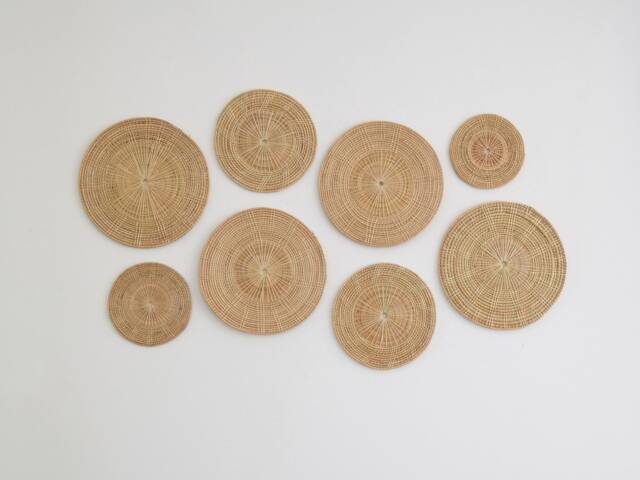 Woven Rattan Wall Decor - Set Of 8 Seagrass Circular Art - image 1