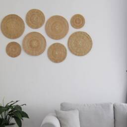 Woven Rattan Wall Decor - Set Of 8 Seagrass Circular Art - thumbnail 3