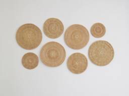 Woven Rattan Wall Decor - Set Of 8 Seagrass Circular Art - thumbnail 1
