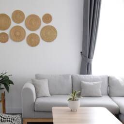 Woven Rattan Wall Decor - Set Of 8 Seagrass Circular Art - thumbnail 2
