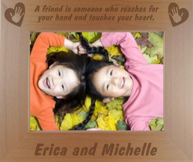 Personalized Best Friend Photo Frame - Engraved Alder Wood Picture - image 1