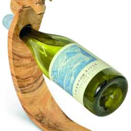 Piglet Hand Carved Wooden Balance Wine Bottle Holder, Curved Gravity Stand - thumbnail 4