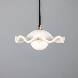 Rivale Pendant Light With Wavy Ceramic Shade Matte White Striped 8.25 Ip20 - thumbnail 2