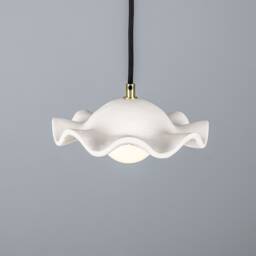 Rivale Pendant Light With Wavy Ceramic Shade Matte White Striped 8.25 Ip20 - thumbnail 3