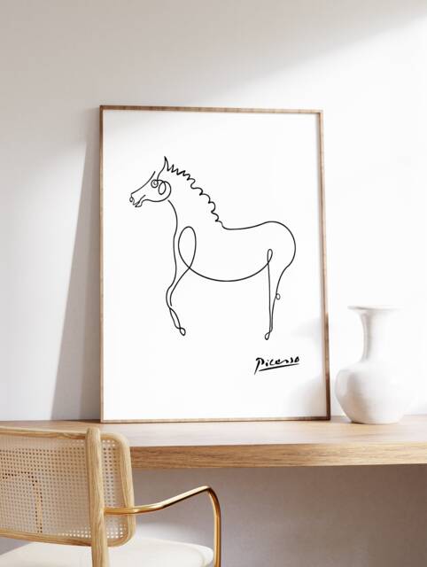 Picasso Horse Line Art Poster, Art, Minimalist Decor, Animal Wall Fashion Print, Gift, A1/A2/A3/A4 - image 1