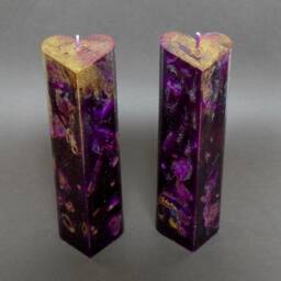 Valentine's Gift, Candles Handmade, Beautiful Purple Heart Decrated With Gold & Purple Glitter Make A Unique Present - thumbnail 2