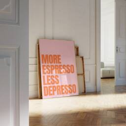 More Espresso Less Depresso Coffee Poster - Kitchen Wall Gallery Quote A3 A4 A5 Print Gift Retro Decor Art L Funny - thumbnail 3