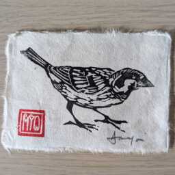 A Pair Of Sparrows - 2 Small Handmade Relief Prints These Cute, Inquisitive & Friendly Garden Birds - thumbnail 3