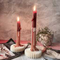 Handmade Ombre Ribbed Soy Wax Candle Set Hourglass Home Decor - thumbnail 3