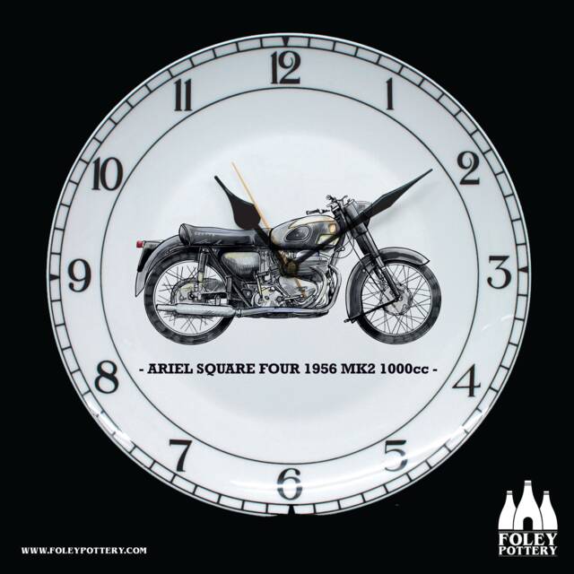 cmc Ariel Square Four 1966 Mk2 1000Cc - Classic Motorbike Illustrated Fine Bone China Clock - image 1