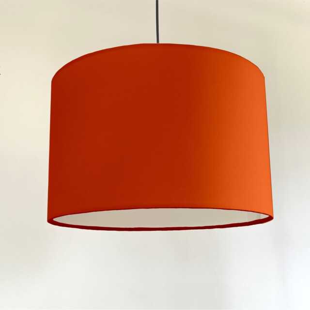 Orange Cotton Drum Lampshade, White Lining, Ceiling Shade - image 1