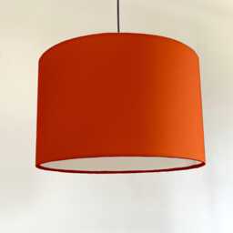 Orange Cotton Drum Lampshade, White Lining, Ceiling Shade - thumbnail 1