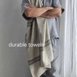 Thick Striped Linen Towel, Heavy Weight Durable Spa Towel - thumbnail 2