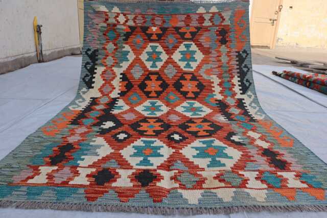 4x6 Ft Chubi New Afghan Kilim Rug, Flatweave Maimana Tribal Turkmen Oriental Rug, Vintage Rug For Bedroom, Living Room Carpet - image 1