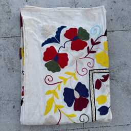 Hand Embroidered Cotton Suzani Quilt - Boho Home Decor Throw - thumbnail 4