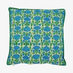 Blue Lotus Cushion Cover Hand Block Printed On Organic Cotton - thumbnail 2