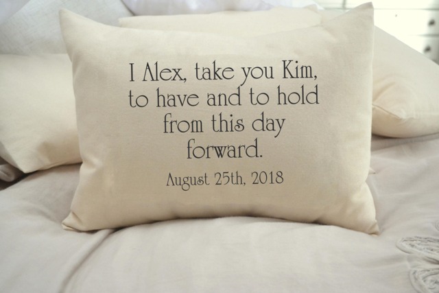 Personalized Vows Pillow , Bride & Groom Gift, Cotton Anniversary, Catholic Ceremony Kneeling Wedding - image 1