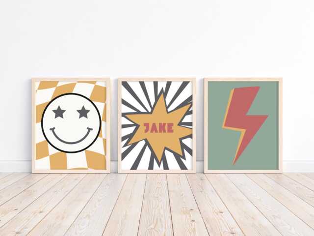 Retro Little Mans Cave Boys Wall Art, Neutral Nursery, Checkered Poster, Baby Boys Kids Room Decor, Toddler Poster - image 1