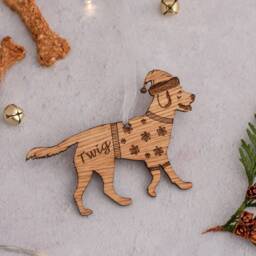 Labrador Christmas Ornament Rustic Xmas Decorations Wooden Dog Engraved Gifts Memorial Ornaments - thumbnail 1
